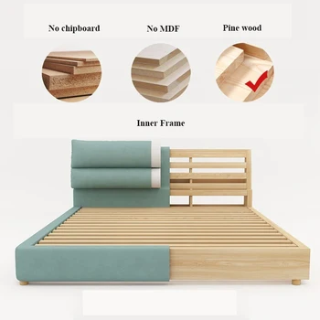 Šiaurės prabanga ins lova modernus minimalistinio audinio lova dvigulė lova, miegamojo, mažas butas minkštas krepšys net raudona lova nuimamas ir