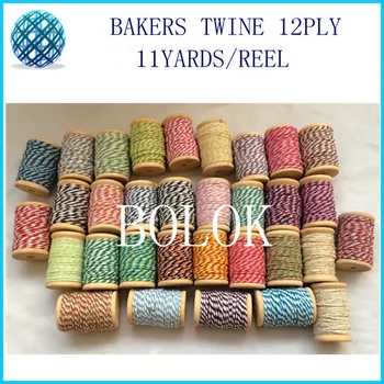 200cs/lot 32 spalvų pasirinkti 12py medvilnės Baker virves (11yards/medinės ritės )Dieviška virvės, medvilnė, dovanų pakavimo, vestuvių, šaliai