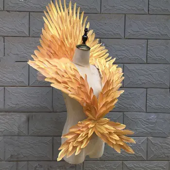 Princesė cosplay angelas plunksnų sparnus balto aukso plunksna peties sparno rekvizitai