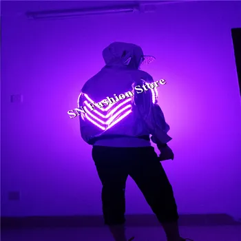 SS5-2 Hip-hop ' LED apšviesti kostiumai sportinių šokių nešioja šokio žingsnis dvasios led drabužius dainininkas dj disco robotas kostiumai RGB spalvų