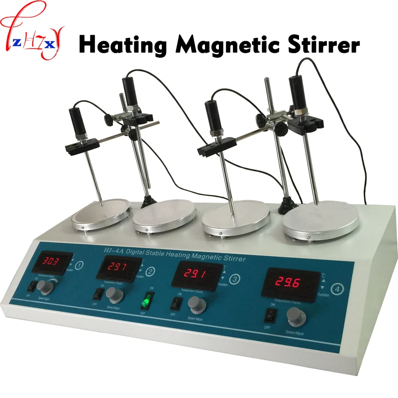Magnetinė maišyklė su kaitinimo mašina HJ-4A 4 1 skaitmeninis stabili šildymo magnetine maišykle 110/220V 1PC Nuotrauka 1