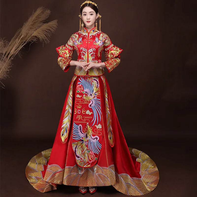 Moterų Tradicinės Kinų Vestuvių Suknelė 2018 Nauja Raudona Cheongsam Suknelė Vintage Qipao Vestido Kinijos Suknelės Chalatai Rytų Didmeninės Nuotrauka 1