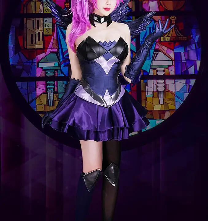 Žaidimas LOL Cosplay Tamsiai Lux cosplay kostiumas tamsiai elementas lux cosplay kostiumas suknelė moterų Helovinas kostiumas Nuotrauka 1