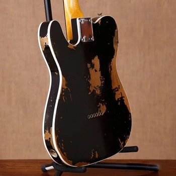 Custom Shop, rankų darbo 6 įgėlimo gitaar,elektrinė Gitara relikvijos rankomis. juoda spalva meistras guitarra.realios nuotraukos