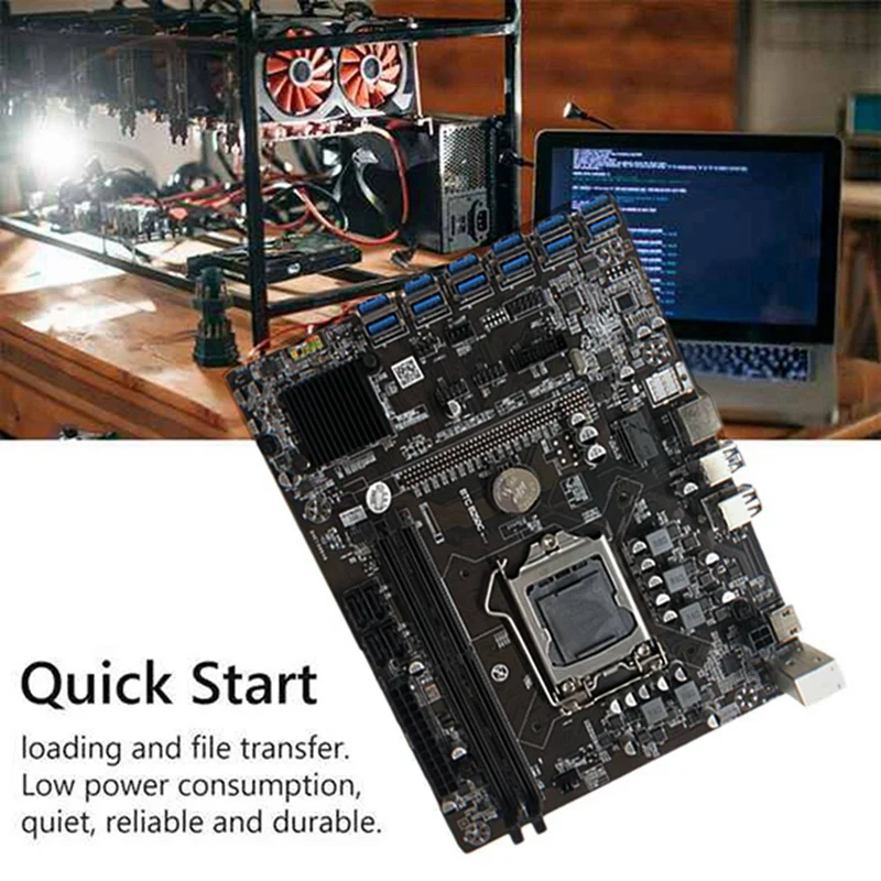 B250C Kasybos Plokštė su Aušinimo Ventiliatorius+G4400 CPU 12 PCIE su USB3.0 GPU Lizdas LGA1151 Paramos DDR4 RAM DIMM už Miner Nuotrauka 2