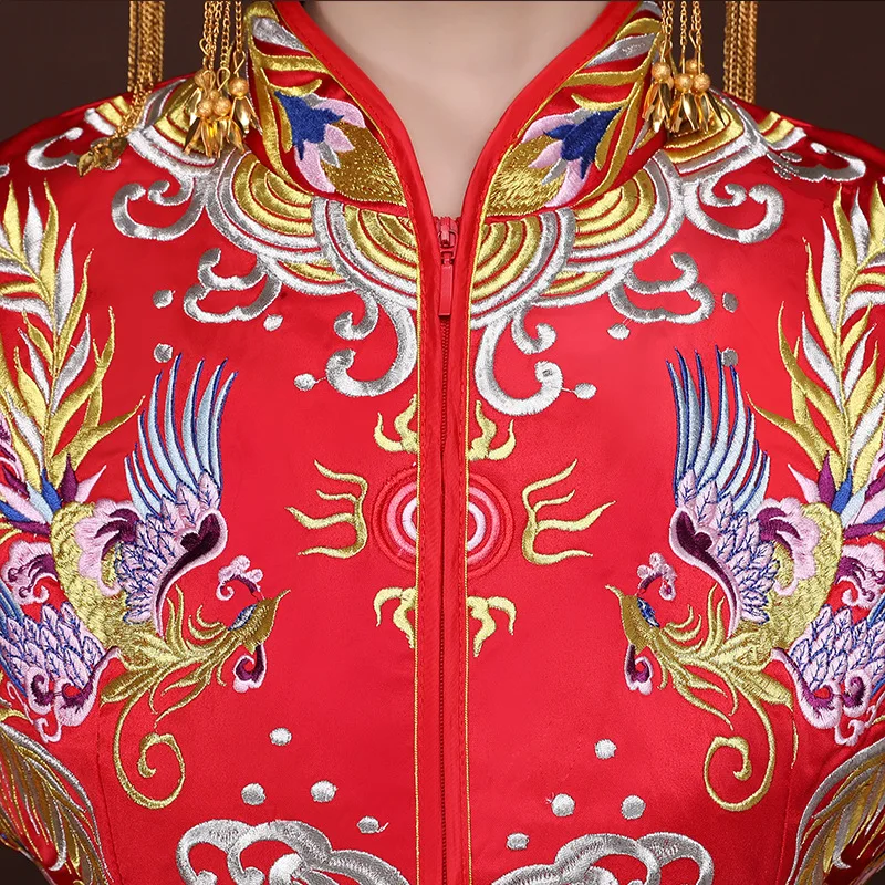 Moterų Tradicinės Kinų Vestuvių Suknelė 2018 Nauja Raudona Cheongsam Suknelė Vintage Qipao Vestido Kinijos Suknelės Chalatai Rytų Didmeninės Nuotrauka 2