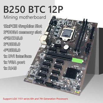 B250 BTC 12P Kasybos Mašinos Plokštė Rinkinys 12x PCI Express DDR4 Atminties Miner Valdybos Palaiko LGA1151 Serijos Gen 6/7 CPU 4g