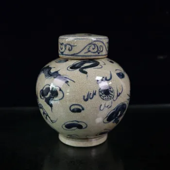 Kinijos Seno Porceliano Krekingo Glazūra Mėlynos Ir Baltos Dragon Modelio Padengti Gali