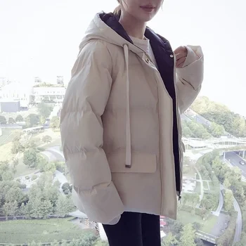 Medvilnė Paminkštinimas Žiemą Šilta Striukė Trumpas Mados Moterų Sniego Jakets Žiemos Korėjos Prarasti Studentų Mėlyna Pasėlių Kailio Paltas