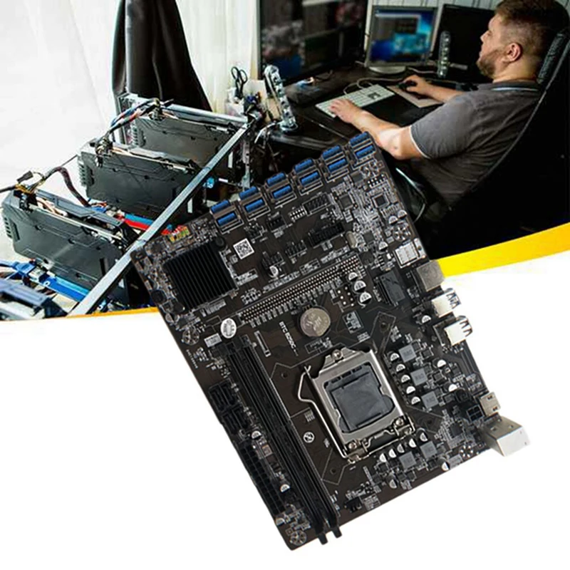 B250C Kasybos Plokštė su Aušinimo Ventiliatorius+G4400 CPU 12 PCIE su USB3.0 GPU Lizdas LGA1151 Paramos DDR4 RAM DIMM už Miner Nuotrauka 3