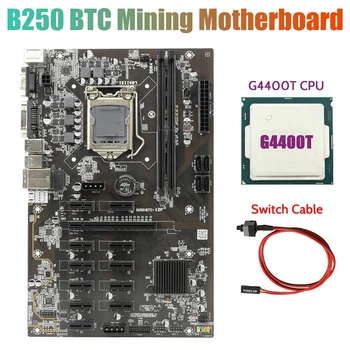 B250 BTC Kasybos Plokštė su G4400T CPU+Switch Kabelis 12XGraphics Kortelės Lizdas LGA 1151 Paramos DDR4 RAM BTC Miner