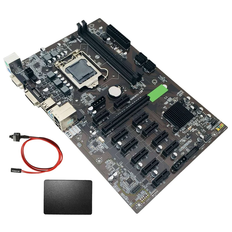 B250 BTC Kasybos Plokštė su 120G SSD+Switch Kabelis LGA 1151 DDR4 12X Grafika Kortelės Lizdas SATA3.0 USB3.0 BTC Miner Nuotrauka 4