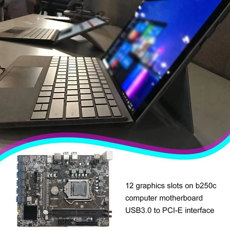 B250C Kasybos Plokštė su Aušinimo Ventiliatorius+G4400 CPU 12 PCIE su USB3.0 GPU Lizdas LGA1151 Paramos DDR4 RAM DIMM už Miner Nuotrauka 4