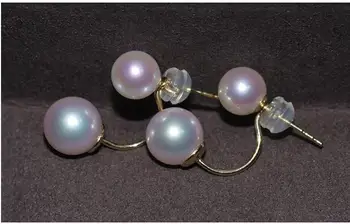 žavinga pora iš pietų jūros 5-10mm apvalios baltos perlo auskaru