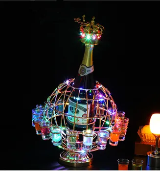 Kūrybos Pasaulyje Žėrintis vyninės Įkraunamas LED Šviesos Alaus, Vyno Butelio Laikiklį Šampano Kokteilis Drinkware Turėtojas