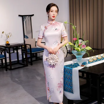 Moterų Derliaus Vestidos Pagerina Cheongsams Seksualus Slim Spausdinti Mandarinų Apykaklės Qipao Tradicija Rytų Kinijos Suknelė Pokylių Suknelė