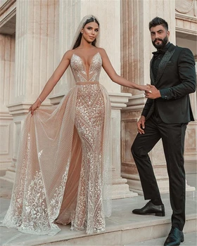 2021 M. Dubajaus Prabanga Undinė Vestuvių Suknelės, Su Nuimamu Traukinio Boho Vestuvių Suknelės Už Nuotakos Vestuvių Suknelė Vestido De Novia