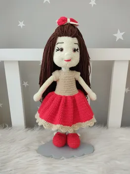 Jaju Kūdikių Rankų darbo Ilgas Plaukas Raudona Amigurumi Žaislas 40 cm