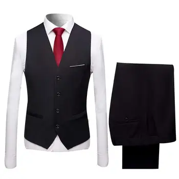 Raudona skara atvartas vyrų kostiumas mados juoda Slim kostiumas vyrams verslo atsitiktinis jaunikis kostiumą 3 dalių kostiumėlį (kailis+kelnės+liemenė) didelis dydis xs-5XL