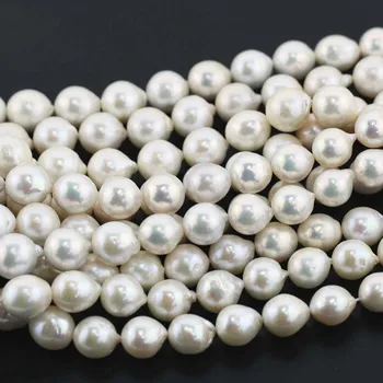 AA Gamtos 12-kaip 14mm baroko keshi white pearl sruogos prarasti karoliukai