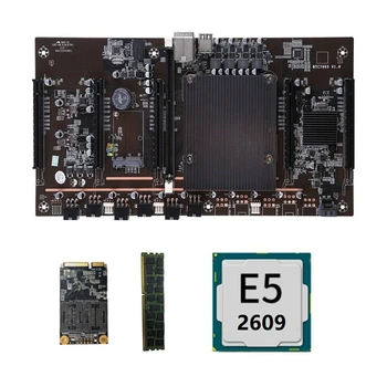 X79 H61 BTC Miner Plokštė 5X PCIE Paramos 3060 3070 3080 Grafikos plokštė su E5 2609 CPU RECC 8G DDR3 Atminties 120G SSD